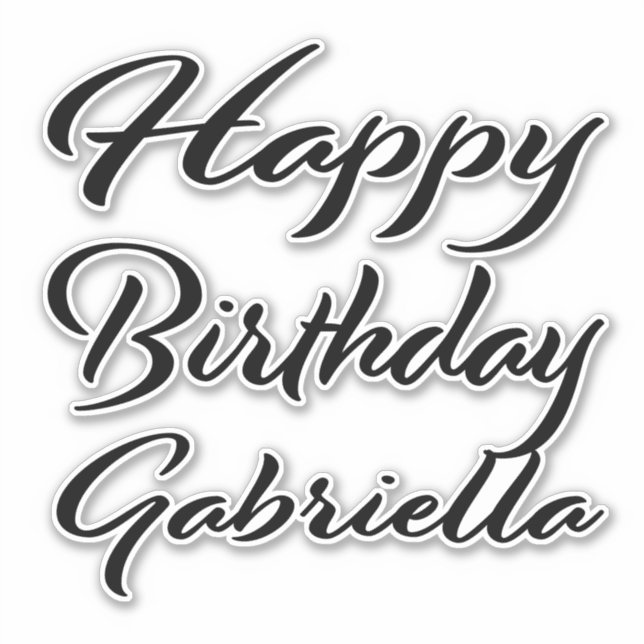 Gabriella Name First name black Sticker Birthday (Front)