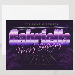 Gabriella Name Vorname lila retro Karte Geburtstag Card