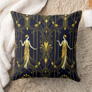 Gabsy gold and black decorative pattern cushion