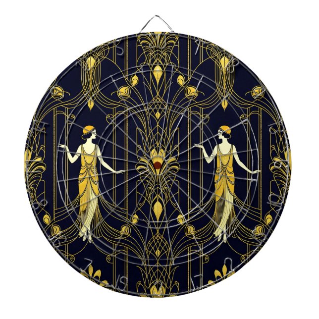 Gabsy gold and black decorative pattern dartboard (Front)