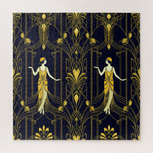 Gabsy gold and black decorative pattern jigsaw puzzle