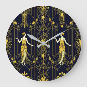 Gabsy gold and black decorative pattern large clock