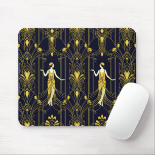 Gabsy gold and black decorative pattern mouse mat