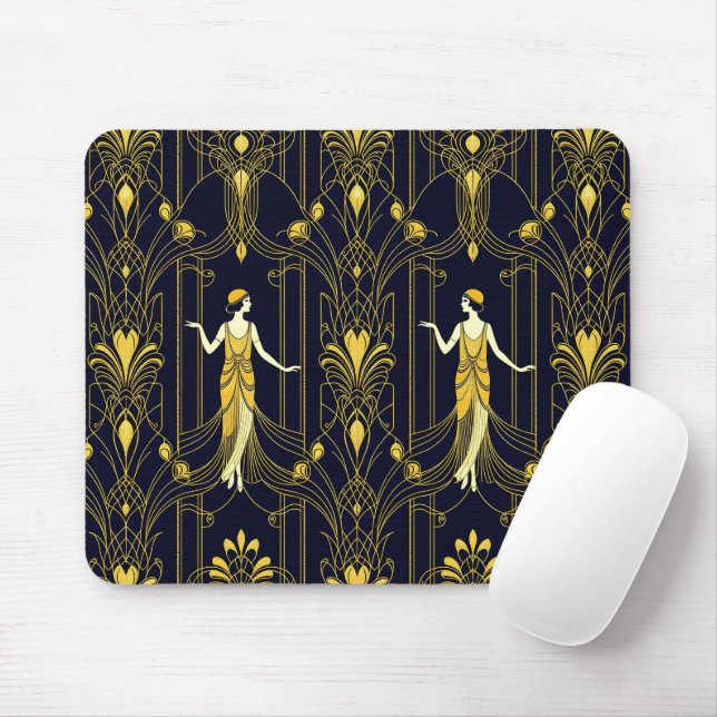 Gabsy gold and black decorative pattern mouse mat (With Mouse)