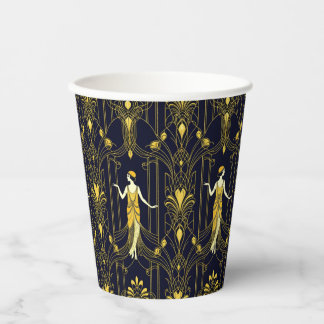 Gabsy gold and black decorative pattern paper cups