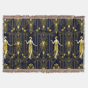 Gabsy gold and black decorative pattern throw blanket