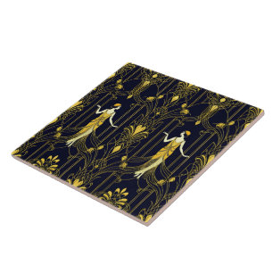 Gabsy gold and black decorative pattern tile