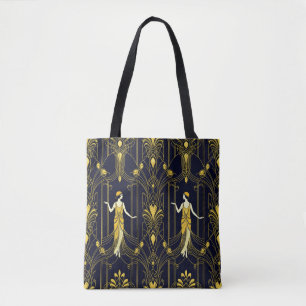 Gabsy gold and black decorative pattern tote bag