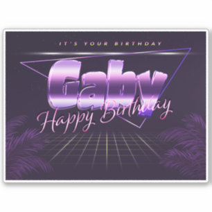 Gaby Name Vorname lila retro Sticker Geburtstag