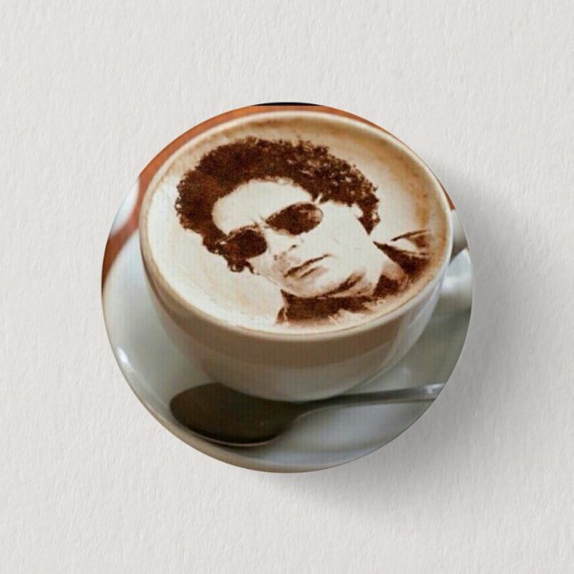 Gaddafi pottoun 3 cm round badge (Front)