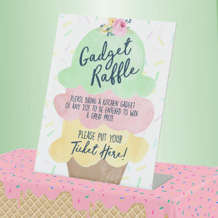 Gadget Raffle Ice Cream Bridal Shower Pedestal Sign