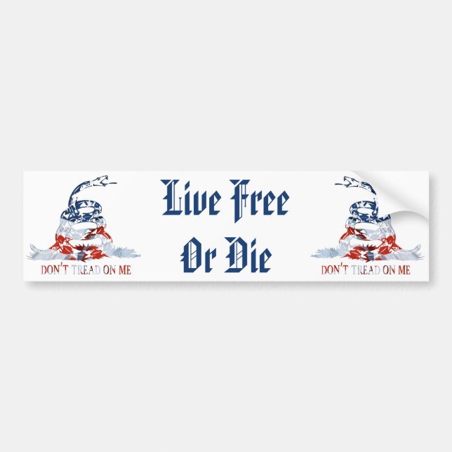 Gadsden - Don't Tread on Me, Live Free or Die Bumper Sticker (Front)