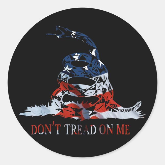Gadsden - Don't Tread on Me Red, White and Blue Classic Round Sticker (Front)