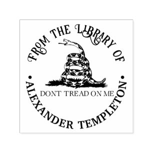 Gadsden Flag Don’t Tread on Me Library Book Name  Self-inking Stamp