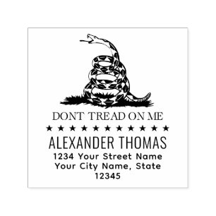 Gadsden Flag Don’t Tread on Me Name Return Address Self-inking Stamp