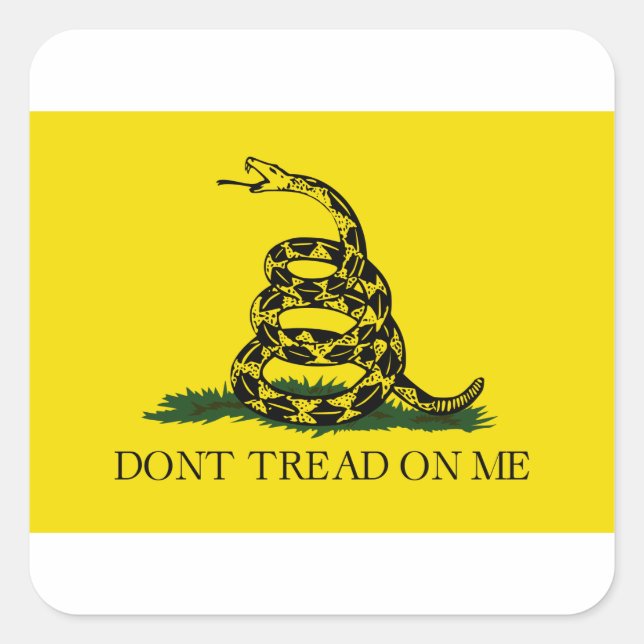 Gadsden Flag - Don't Tread On Me -  Coiled Snake Square Sticker (Front)