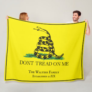 Gadsden Flag Dont Tread on Me Family Name Estd Dt Fleece Blanket