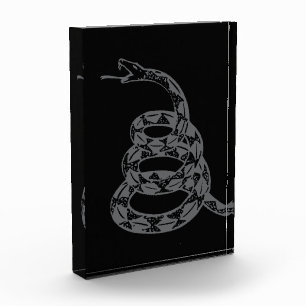 Gadsden Flag Don't Tread on Me Grey Photo Block
