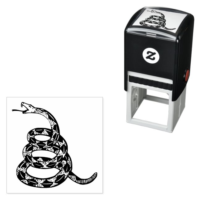 Gadsden Flag Don't Tread on Me Grey Self-inking Stamp (In Situ)