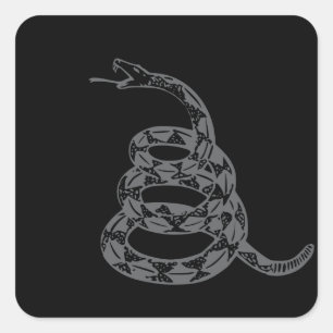 Gadsden Flag Don't Tread on Me Grey Square Sticker