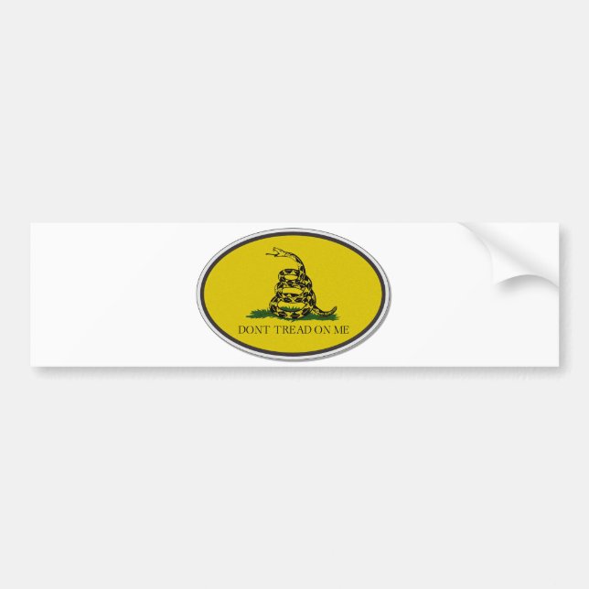 Gadsden Flag Dont Tread On Me Oval Design Bumper Sticker (Front)