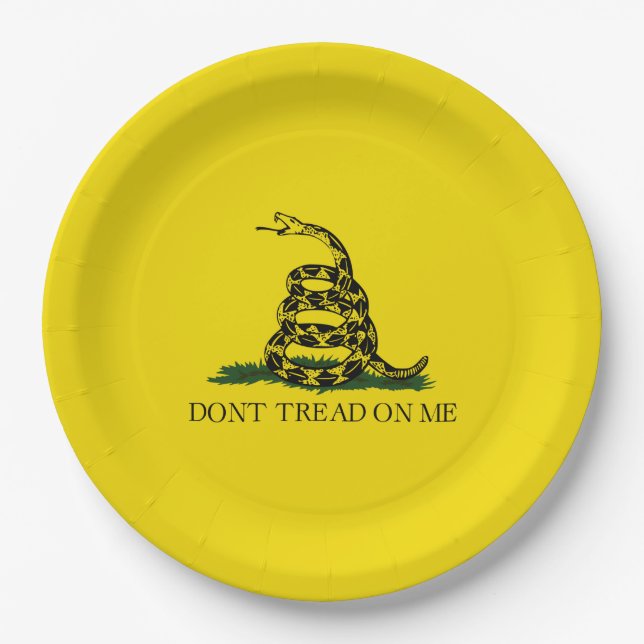 Gadsden Flag (Don't Tread on Me) (Snake Flag) Pape Paper Plate (Front)