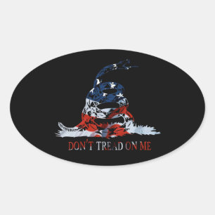Gadsden Flag in Red White and Blue Oval Sticker