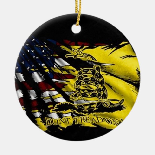 Gadsden Flag - Liberty Or Death Ceramic Tree Decoration (Front)