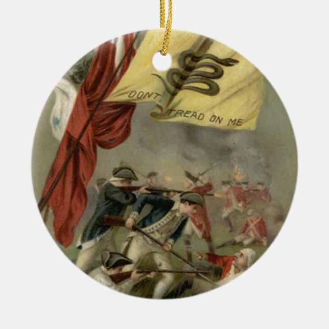 Gadsden Flag Revolutionary War Bunker Hill Ceramic Tree Decoration (Front)