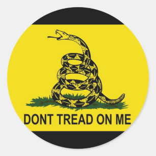 Gadsden Flag Round Sticker (Yellow/Black)