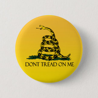 Gadsden Flag, Yellow Background 6 Cm Round Badge