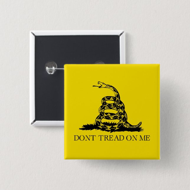 Gadsden Rattlesnake Flag: Revolutionary War 1776 15 Cm Square Badge (Front & Back)