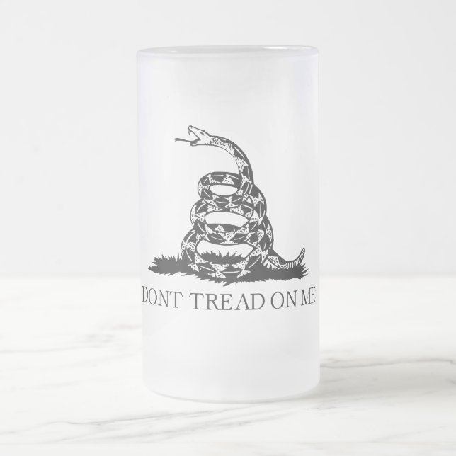 Gadsden Rattlesnake Flag: Revolutionary War 1776 Frosted Glass Beer Mug (Center)