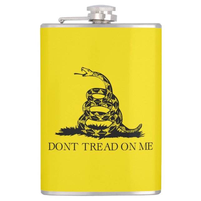 Gadsden Rattlesnake Flag: Revolutionary War 1776 Hip Flask (Front)