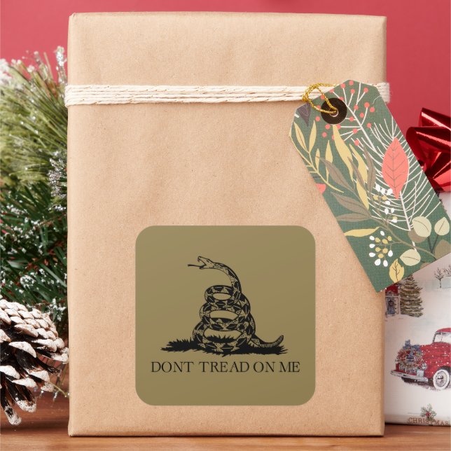 Gadsden Rattlesnake Flag: Revolutionary War 1776 Square Sticker (Holiday)