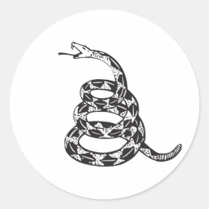 Gadsden Snake - Black Classic Round Sticker