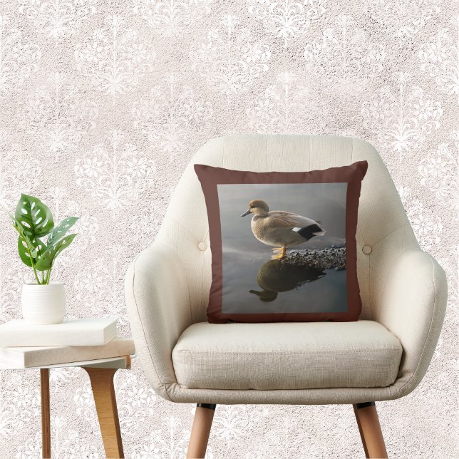 Gadwell Duck Brown Square Throw Pillow (Creator Uploaded)