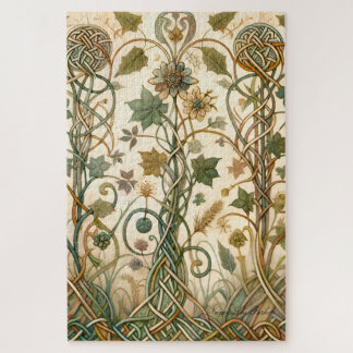 Gaelic Cottage Celtic Core Enchanted Garden Floral Jigsaw Puzzle