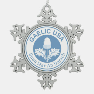 GaelicUSA Snowflake Charm Pewter Christmas Ornament