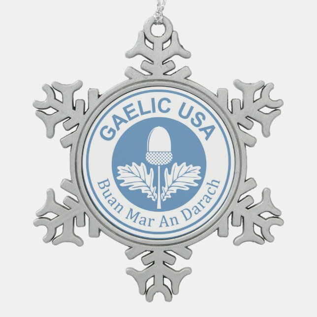 GaelicUSA Snowflake Charm Pewter Christmas Ornament (Front)