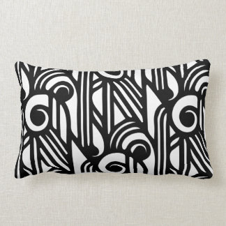 GaG Art Deco Lumbar Pillow - White on Black