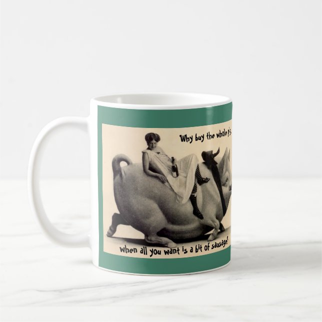 Gag Gift Coffee Mug Coworker Lady & Old Pig humour (Left)