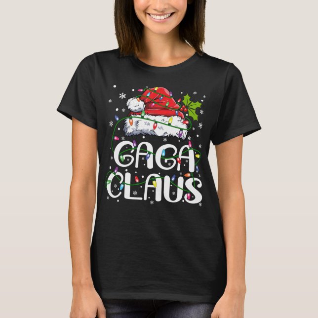 Gaga Claus Christmas Lights Pajama Family Matching T-Shirt (Front)