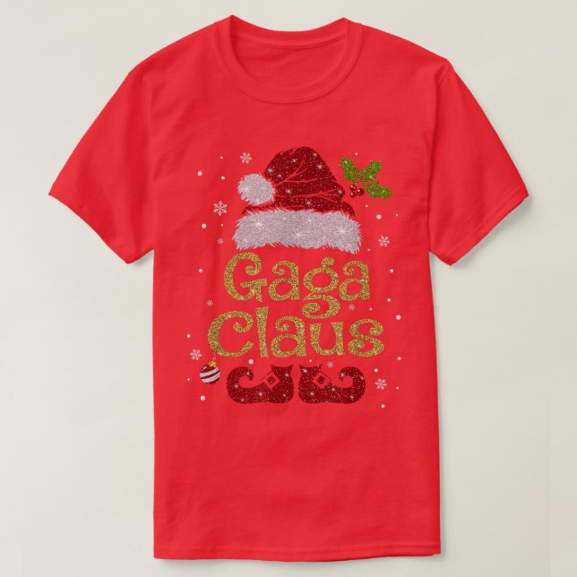 Gaga Claus Funny Santa Christmas Pajama Family Mat T-Shirt (Design Front)
