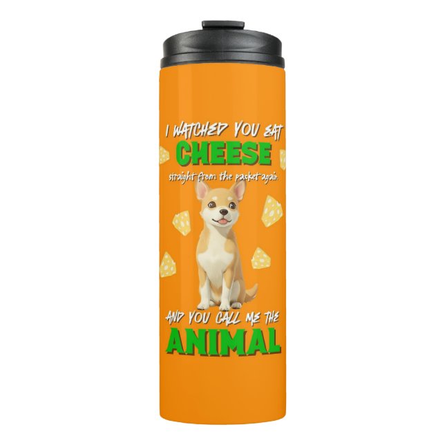 Gaga & Grumps Cheese Animal Funny Orange Chihuahua Thermal Tumbler (Front)