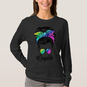 Gaga Life Messy Hair Bun Tie Dye Women Mother's Da T-Shirt