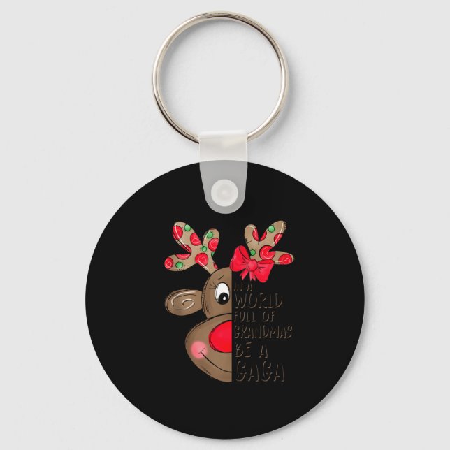 Gaga Reindeer Xmas Happy Family New Reindeer Merry Key Ring (Front)