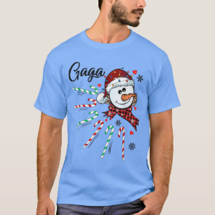 Gaga Snowman Candy Cane Christmas Xmas Funny T-Shirt
