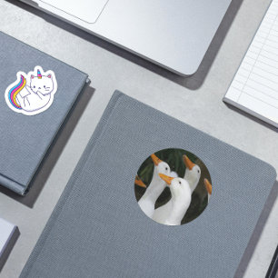 Gaggle of White Ducks Classic Round Sticker