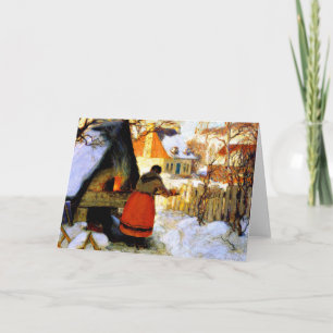 Gagnon - Heating the Oven, Winter Scene Holiday Card